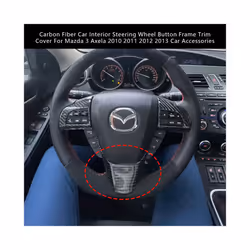 Carbon Fiber Car Interior Steering Wheel Button Frame Trim Cover For Mazda - Black
