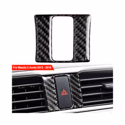 Carbon Fiber Style Car Accessories Interior Warning Lamp Button Trim Cover - Carbon Fiber
