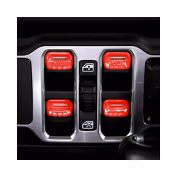 4pcs Window Lift Switch Button Cover Trims Car Interior Window Control - Red