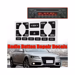 Car Radio Stereo Worn Peeling Button Repair Decal Stickers Black Car Accessories - TP