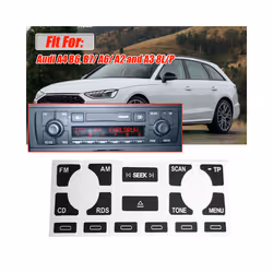 Car Radio Stereo Worn Peeling Button Repair Decal Stickers Black Car Accessories - TP