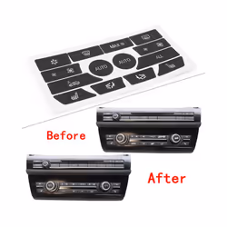 Dash AC Climate Control Button Stickers Decals Repair Kit For BMW 5 Series - Black