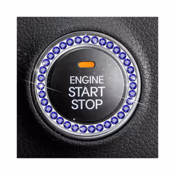 Crystal Diamond Car Stickers One-Click Ingation Engine Start Stop Rings - Blue