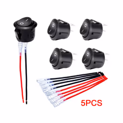 10/5PCS ON/OFF Round Rocker Switch MINI Toggle Switch 2 Pin SPST Push - 5PCS