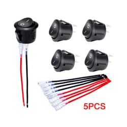10/5PCS ON/OFF Round Rocker Switch MINI Toggle Switch 2 Pin SPST Push - 5PCS