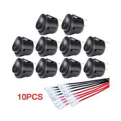 10/5PCS ON/OFF Round Rocker Switch MINI Toggle Switch 2 Pin SPST Push - 10PCS