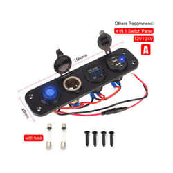 24V 12V Switch Panel 3 Buttons Car Toggle Light USB Chargers 3.0 Volt - 4 IN 1 A