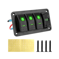 24V 12V Switch Panel 3 Buttons Car Toggle Light USB Chargers 3.0 Volt - Green