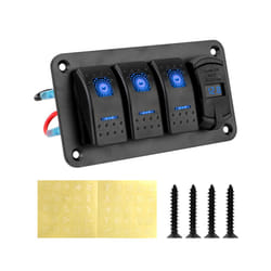 24V 12V Switch Panel 3 Buttons Car Toggle Light USB Chargers 3.0 Volt - Blue