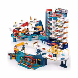 Electric Rail Car Dinosaur Building Parking Lot Adventure Racing Rail - A