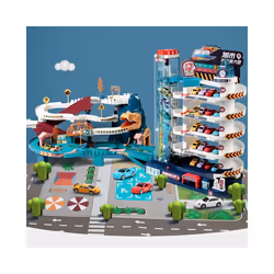 Electric Rail Car Dinosaur Building Parking Lot Adventure Racing Rail - A