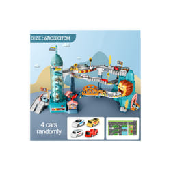 Electric Rail Car Dinosaur Building Parking Lot Adventure Racing Rail - C
