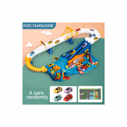 Electric Rail Car Dinosaur Building Parking Lot Adventure Racing Rail - D