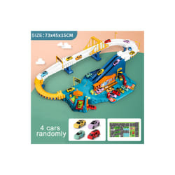 Electric Rail Car Dinosaur Building Parking Lot Adventure Racing Rail - D