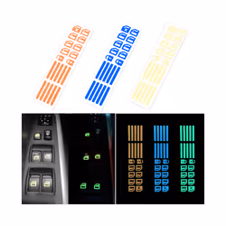 Car Window Button Luminous Sticker Lifter Switch Night Fluorescent Decals - Orange