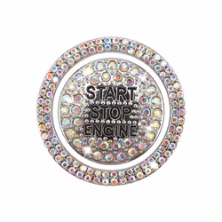 Car Start Switch Button Auto Decorative Diamond Stickers Rhinestone Ring - blue
