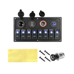 24V 12V Switch Panel 8 Buttons Car Light Toggle USB Chargers Power Adapter - Blue
