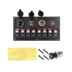 24V 12V Switch Panel 8 Buttons Car Light Toggle USB Chargers Power Adapter - Red
