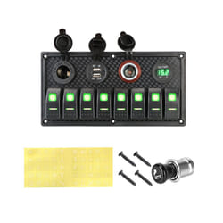 24V 12V Switch Panel 8 Buttons Car Light Toggle USB Chargers Power Adapter - Green
