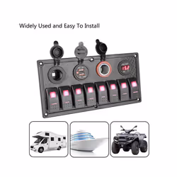 24V 12V Switch Panel 8 Buttons Car Light Toggle USB Chargers Power Adapter - Green