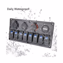 24V 12V Switch Panel 8 Buttons Car Light Toggle USB Chargers Power Adapter - Green