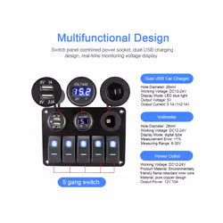 With Fuse USB Chargers Socket 12V 24V Car Light Toggle 5 Buttons LED Rocker - Other