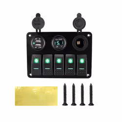 With Fuse USB Chargers Socket 12V 24V Car Light Toggle 5 Buttons LED Rocker - Green