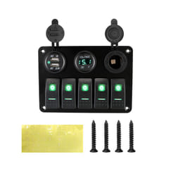 With Fuse USB Chargers Socket 12V 24V Car Light Toggle 5 Buttons LED Rocker - Green