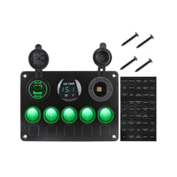 24V 12V Switch Panel 5 Buttons USB Charger Car Light Toggle Splitter Volt - Green