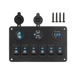 24V 12V Switch Panel 6 Buttons USB Chargers Car Light Toggle Truck Power - Blue