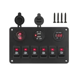 24V 12V Switch Panel 6 Buttons USB Chargers Car Light Toggle Truck Power - Red