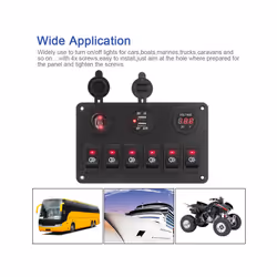 24V 12V Switch Panel 6 Buttons USB Chargers Car Light Toggle Truck Power - Red