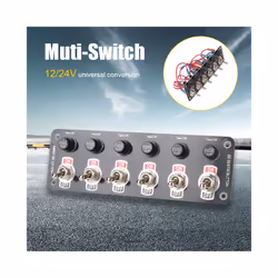 12V 24V 6 Rocker Switch Panel Light Toggle Buttons 10A Fuse Breaker Waterproof - Yellow