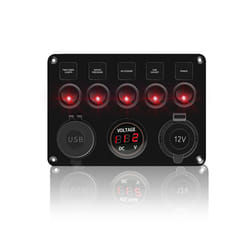 5 Gang 8 Gang Button Rocker Toggle Switch Panel Usb Control For Car Truck - 5 Gang Red