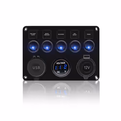 5 Gang 8 Gang Button Rocker Toggle Switch Panel Usb Control For Car Truck - 5 Gang Blue