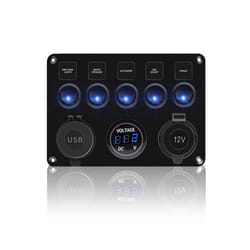 5 Gang 8 Gang Button Rocker Toggle Switch Panel Usb Control For Car Truck - 5 Gang Blue