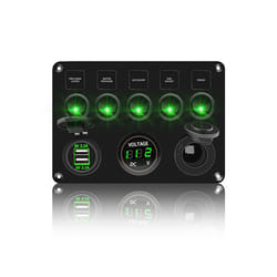 5 Gang 8 Gang Button Rocker Toggle Switch Panel Usb Control For Car Truck - 5 Gang Green