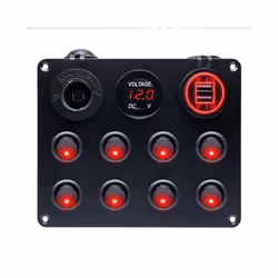 5 Gang 8 Gang Button Rocker Toggle Switch Panel Usb Control For Car Truck - 8 Gang Red
