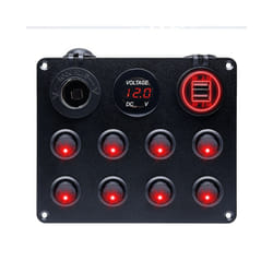 5 Gang 8 Gang Button Rocker Toggle Switch Panel Usb Control For Car Truck - 8 Gang Red