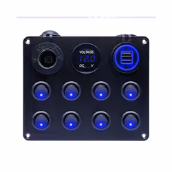 5 Gang 8 Gang Button Rocker Toggle Switch Panel Usb Control For Car Truck - 8 Gang Blue