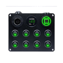 5 Gang 8 Gang Button Rocker Toggle Switch Panel Usb Control For Car Truck - 8 Gang Green