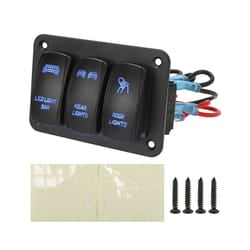 12V 24V 3 Gang Switch Panel Light Toggle Circuit Breaker LED Car Accessories - Blue