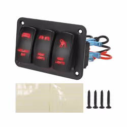 12V 24V 3 Gang Switch Panel Light Toggle Circuit Breaker LED Car Accessories - Red