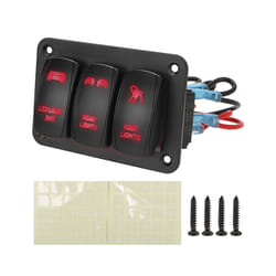 12V 24V 3 Gang Switch Panel Light Toggle Circuit Breaker LED Car Accessories - Red