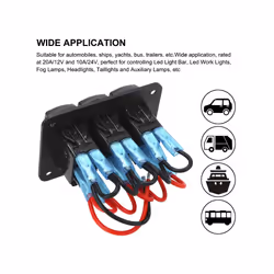 12V 24V 3 Gang Switch Panel Light Toggle Circuit Breaker LED Car Accessories - Red
