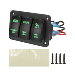 12V 24V 3 Gang Switch Panel Light Toggle Circuit Breaker LED Car Accessories - Green