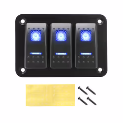 24V 12V Switch Panel 3 Buttons Car Light Toggle For Boat Truck Trailer - Blue