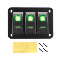 24V 12V Switch Panel 3 Buttons Car Light Toggle For Boat Truck Trailer - Green