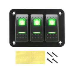 24V 12V Switch Panel 3 Buttons Car Light Toggle For Boat Truck Trailer - Green