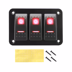 24V 12V Switch Panel 3 Buttons Car Light Toggle For Boat Truck Trailer - Red
